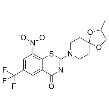 2-(2-甲基-1,4-二氧杂-8-氮杂螺[4.5]癸烷-8-基)-8-硝基-6-(三氟甲基)-4H-苯并[E][1,3]噻嗪-4-酮结构式