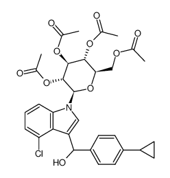 4-chloro-1-(2,3,4,6-tetra-O-acetyl-β-D-gluco-pyranosyl)indol-3-yl 4-cyclopropylphenyl methanol Structure