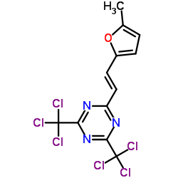 2-[2-(5-甲基呋喃-2-基)乙烯基]-4,6-双(三氯甲基)-1,3,5-三嗪结构式