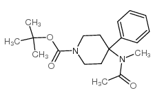 4-[乙酰基(甲基)氨基]-4-苯基哌啶-1-氨基甲酸叔丁酯结构式