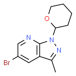 5-溴-3-甲基-1-(四氢-2H-吡喃-2-基)-1H-吡唑并[3,4-b]吡啶结构式