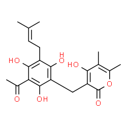 3-[4-Acetyl-2,3,6-trihydroxy-5-(3-methyl-2-butenyl)benzyl]-4-hydroxy-5,6-dimethyl-2H-pyran-2-one Structure