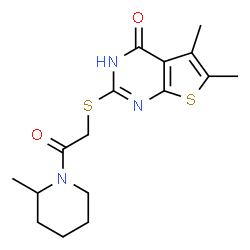 Piperidine, 1-[[(1,4-dihydro-5,6-dimethyl-4-oxothieno[2,3-d]pyrimidin-2-yl)thio]acetyl]-2-methyl- (9CI) structure