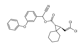 α (RS) cyano-3-phenoxy benzyl (+/-) trans 2-(2,2-dichlorovinyl)-spiro (2,5)-octane-1-carboxylate Structure