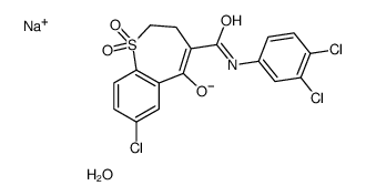 sodium,7-chloro-4-[(3,4-dichlorophenyl)carbamoyl]-1,1-dioxo-2,3-dihydro-1λ6-benzothiepin-5-olate,hydrate Structure