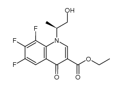 (-)-ethyl 1,4-dihydro-1-[1(S)-(hydroxymethyl)ethyl]-4-oxo-6,7,8-trifluoroquinoline-3-carboxylate结构式