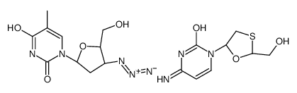 4-amino-1-[(2R,5S)-2-(hydroxymethyl)-1,3-oxathiolan-5-yl]pyrimidin-2-one,1-[(2R,4S,5S)-4-azido-5-(hydroxymethyl)oxolan-2-yl]-5-methylpyrimidine-2,4-dione结构式