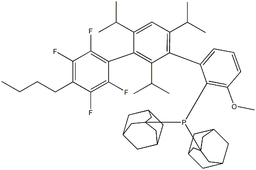 2-(二金刚烷基膦基)-3-甲氧基-2,4,6-三异丙基-3-(2,3,5,6-四氟-4-丁基苯基)-1,1-联苯结构式