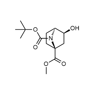 o7-Tert-butylo1-methylexo-3-hydroxy-7-azabicyclo[2.2.1]heptane-1,7-dicarboxylate Structure