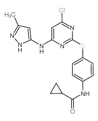 N-(4-((4-CHLORO-6-((5-METHYL-1H-PYRAZOL-3-YL)AMINO)PYRIMIDIN-2-YL)THIO)PHENYL)CYCLOPROPANECARBOXAMIDE Structure