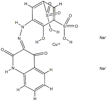 [4-羟基-5-[(1,2,3,4-四氢-2,4-二氧代-3-喹啉基)偶氮]-1,3-苯二磺酸根合]铜酸二钠结构式