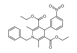 3,5-Pyridinedicarboxylic acid, 1,4-dihydro-2,6-dimethyl-4-(3-nitrophen yl)-1-(phenylmethyl)-, diethyl ester structure