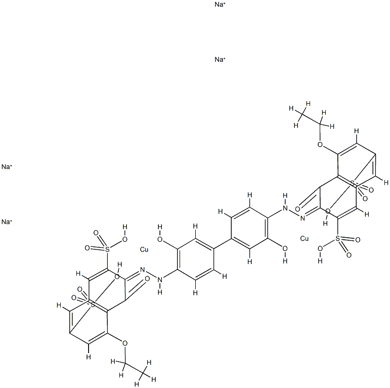 [Μ-[[3,3'-[(3,3'-二羟基[1,1'-联苯]-4,4'-二基)二(偶氮)]二[5-乙氧基-4-羟基-2,7-萘二磺酸根合]](8-)]]二-铜酸(4-)四钠结构式