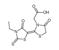 [(2Z)-2-(3-Ethyl-4-oxo-2-thioxo-1,3-thiazolidin-5-ylidene)-4-oxo- 1,3-thiazolidin-3-yl]acetic acid结构式