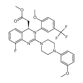 [(R)-8-fluoro-2-[4-(3-methoxy-phenyl)-piperazin-1-yl]-3-(2-methoxy-5-trifluoromethyl-phenyl)-3,4-dihydro-quinazolin-4-yl]-acetic acid methyl ester结构式