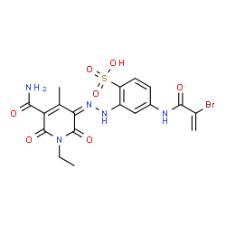 4-[(2-bromoacryloyl)amino]-2-[[5-carbamoyl-1-ethyl-1,6-dihydro-2-hydroxy-4-methyl-6-oxo-3-pyridyl]azo]benzenesulphonic acid Structure