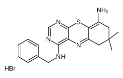 4-N-benzyl-7,7-dimethyl-6,8-dihydropyrimido[4,5-b][1,4]benzothiazine-4,9-diamine,hydrobromide结构式
