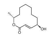 (3E,5R,12R)-5-Hydroxy-12-methyl-1-oxa-3-cyclododecene-2-one结构式
