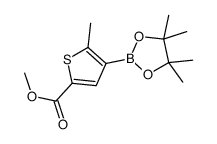 5-甲基-4-(4,4,5,5-四甲基-1,3,2-二噁硼烷-2-基)噻吩-2-羧酸甲酯结构式