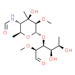 N-formylkansosaminyl-(1-3)-2-O-methylrhamnopyranose结构式
