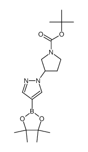 3-(4-(4,4,5,5-四甲基-1,3,2-二氧硼杂环戊烷-2-基)-1H-吡唑-1-基)吡咯烷-1-羧酸叔丁酯结构式