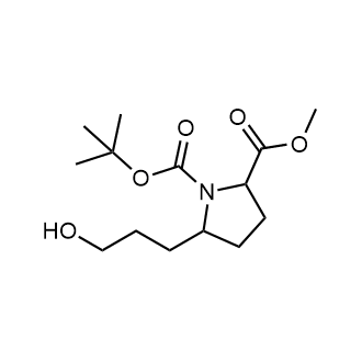 1-(Tert-butyl) 2-methyl 5-(3-hydroxypropyl)pyrrolidine-1,2-dicarboxylate Structure