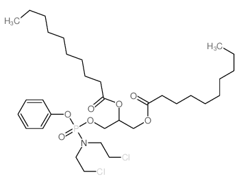 [1-[bis(2-chloroethyl)amino-phenoxy-phosphoryl]oxy-3-decanoyloxy-propan-2-yl] decanoate结构式