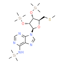 5'-(Methylthio)-N-(trimethylsilyl)-2'-O,3'-O-bis(trimethylsilyl)-5'-deoxyadenosine结构式
