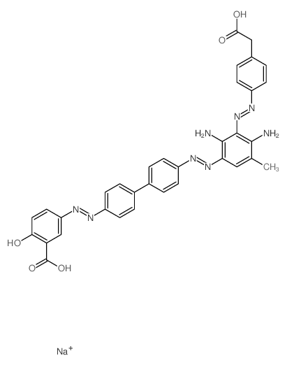 Benzeneacetic acid,4-[2-[2,6-diamino-3-[2-[4'-[2-(3-carboxy-4-hydroxyphenyl)diazenyl][1,1'-biphenyl]-4-yl]diazenyl]-5-methylphenyl]diazenyl]-,sodium salt (1:2)结构式