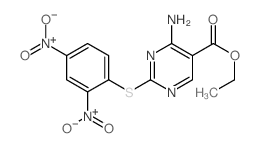5-Pyrimidinecarboxylicacid, 4-amino-2-[(2,4-dinitrophenyl)thio]-, ethyl ester Structure
