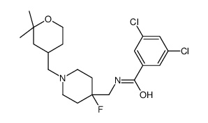 3,5-Dichloro-N-((1-((2,2-dimethyltetrahydro-2H-pyran-4-yl)methyl)-4-fluoropiperidin-4-yl)methyl)benzamide Structure