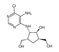 2-(5-amino-6-chloro-pyrimidin-4-ylamino)-3,5-bis-hydroxymethyl-cyclopentanol Structure