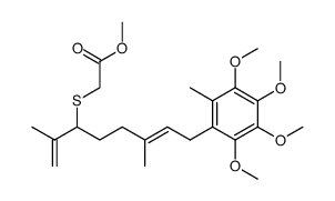methyl (E)-2-((2,6-dimethyl-8-(2,3,4,5-tetramethoxy-6-methylphenyl)octa-1,6-dien-3-yl)thio)acetate Structure