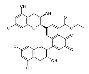 ethyl 7,8-dioxo-3,5-bis((2R,3R)-3,5,7-trihydroxychroman-2-yl)-7,8-dihydronaphthalene-1-carboxylate Structure