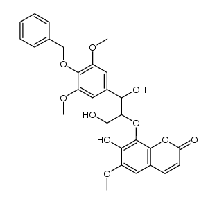 8-((1-(4-(benzyloxy)-3,5-dimethoxyphenyl)-1,3-dihydroxypropan-2-yl)oxy)-7-hydroxy-6-methoxy-2H-chromen-2-one结构式