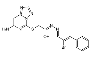 2-[(7-amino-[1,2,4]triazolo[1,5-c]pyrimidin-5-yl)sulfanyl]-N-[(E)-[(Z)-2-bromo-3-phenylprop-2-enylidene]amino]acetamide结构式