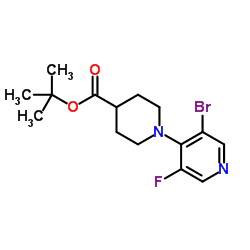 叔-丁基 1-(3-溴-5-氟吡啶-4-基)哌啶-4-甲酸基酯结构式