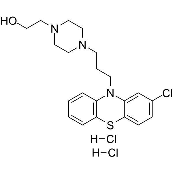 4-[3-(2-chloro-10H-phenothiazin-10-yl)propyl]piperazine-1-ethanol dihydrochloride结构式