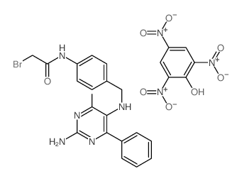 2-bromo-N-[4-[[(2,4-diamino-6-phenyl-pyrimidin-5-yl)amino]methyl]phenyl]acetamide; 2,4,6-trinitrophenol Structure