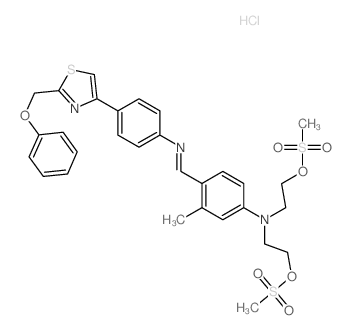 3-methyl-N,N-bis(2-methylsulfonyloxyethyl)-4-[[4-[2-(phenoxymethyl)-1,3-thiazol-4-yl]phenyl]iminomethyl]aniline Structure