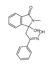 3-Hydroxy-3-{2-[(E)-hydroxyimino]-2-phenyl-ethyl}-2-methyl-2,3-dihydro-isoindol-1-one结构式