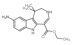 9-氨基-1,2,3,6-四氢-1,1-二甲基-氮杂卓酮[4,5-B]吲哚-5-羧酸乙酯结构式