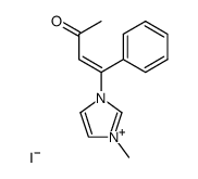 3-methyl-1-(3-oxo-1-phenylbut-1-en-1-yl)-1H-imidazol-3-ium iodide Structure