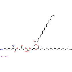 (19R)-22,25-Dihydroxy-26-(L-lysyloxy)-22-oxido-16-oxo-17,21,23-trioxa-22λ5-phosphahexacosan-19-yl hexadecanoate dihydrochloride Structure
