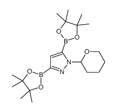 1-(四氢-2H-吡喃-2-基)-1H-吡唑-3,5-二硼酸频那醇酯结构式