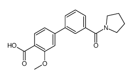 2-methoxy-4-[3-(pyrrolidine-1-carbonyl)phenyl]benzoic acid Structure