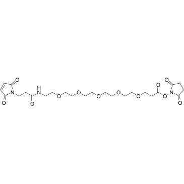 Mal-amido-PEG5-C2-​NHS ester结构式