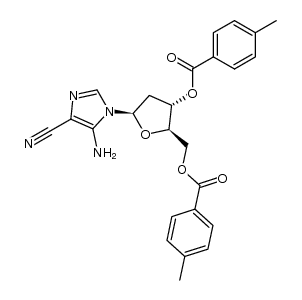 5-amino-1-[2'-deoxy-3',5'-di-O-(4-toluoyl)-β-D-erythro-pentofuranosyl]-1H-imidazole-4-carbonitrile结构式