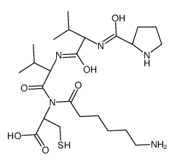 (2R)-2-[6-aminohexanoyl-[(2S)-3-methyl-2-[[(2S)-3-methyl-2-[[(2S)-pyrrolidine-2-carbonyl]amino]butanoyl]amino]butanoyl]amino]-3-sulfanylpropanoic acid Structure