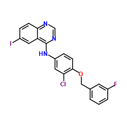 N-(3-Chloro-4-((3-fluorobenzyl)oxy)phenyl)-6-iodoquinazolin-4-amine structure